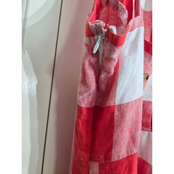 Red/White Gingham Halter Dress W Waist Tie Button Back cottagecore country retro - Picture 3 of 9